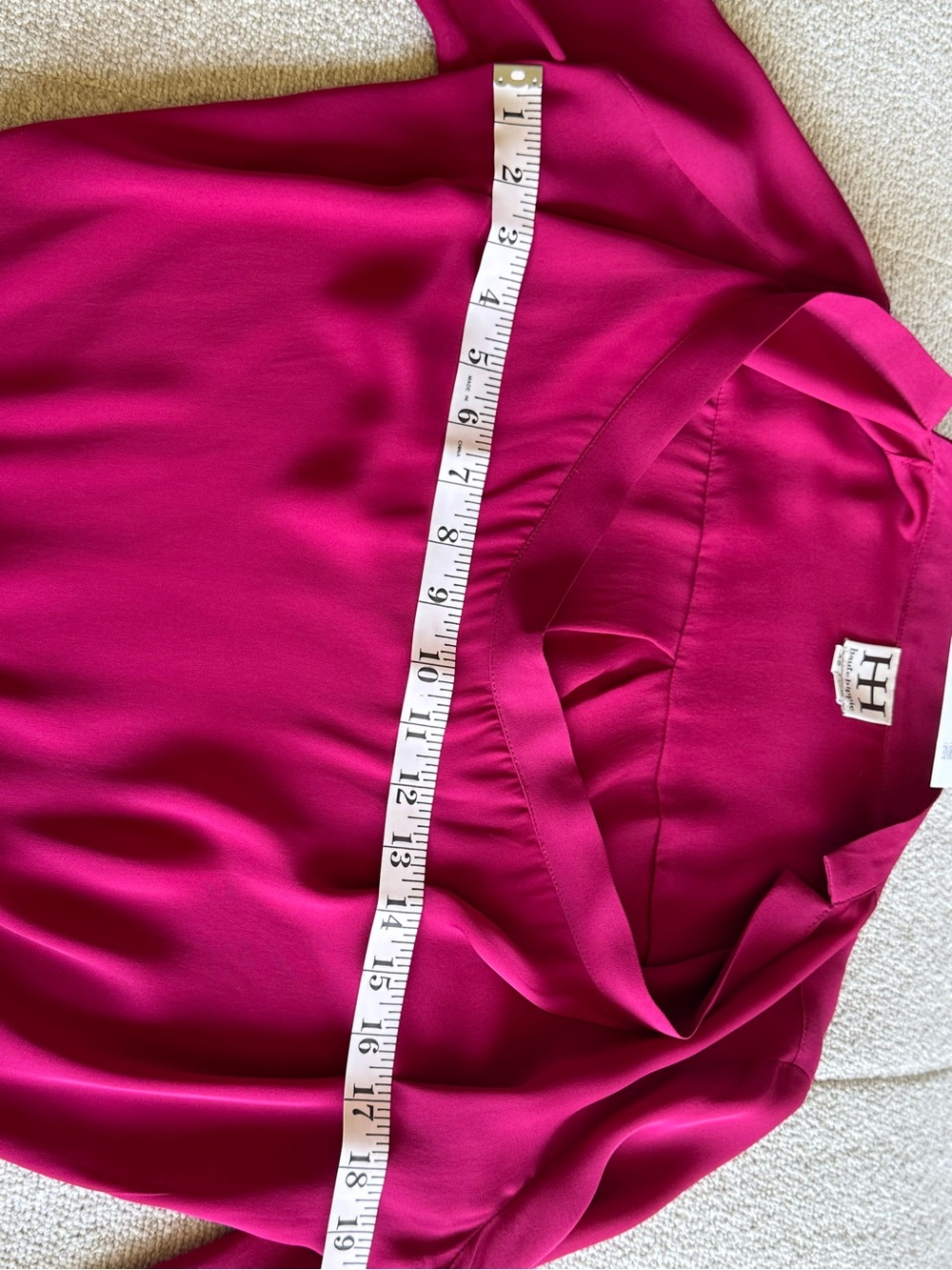 Haute Hippie Off-Shoulder Magenta Long-Sleeve Dress with Belt - Picture 10 of 12